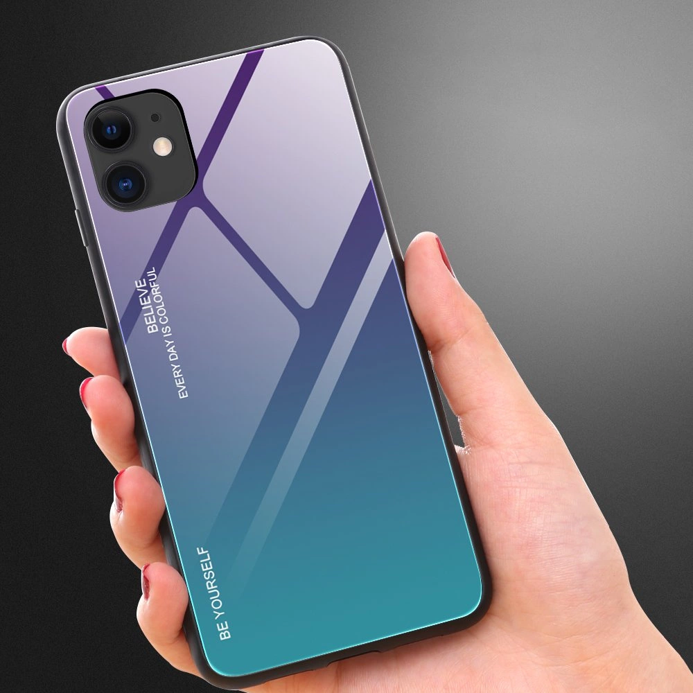 Gradient Glass Durable Cover with Tempered Glass Back iPhone 12 mini black-redeng