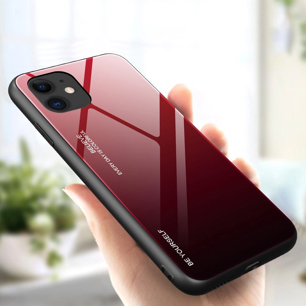 Gradient Glass Durable Cover with Tempered Glass Back iPhone 12 mini black-redeng