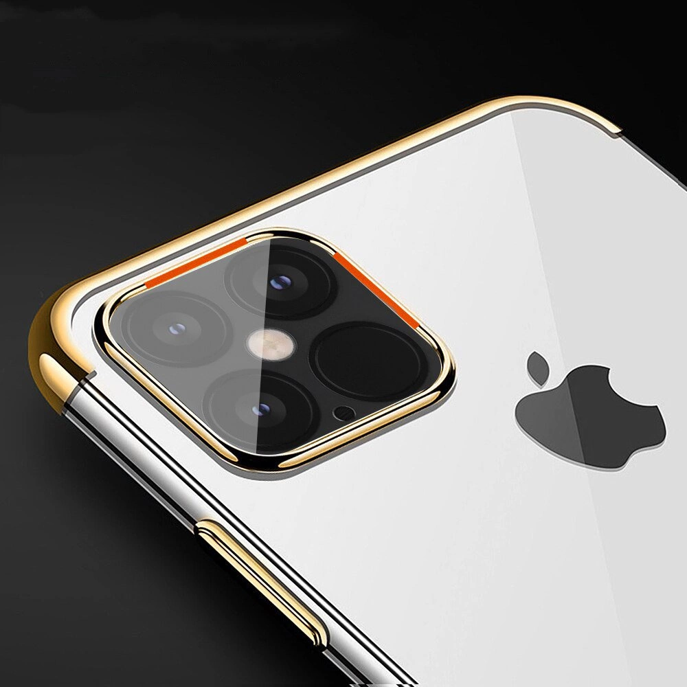 Clear Color Case Gel TPU Electroplating frame Cover for iPhone 12 Pro Max blackeng