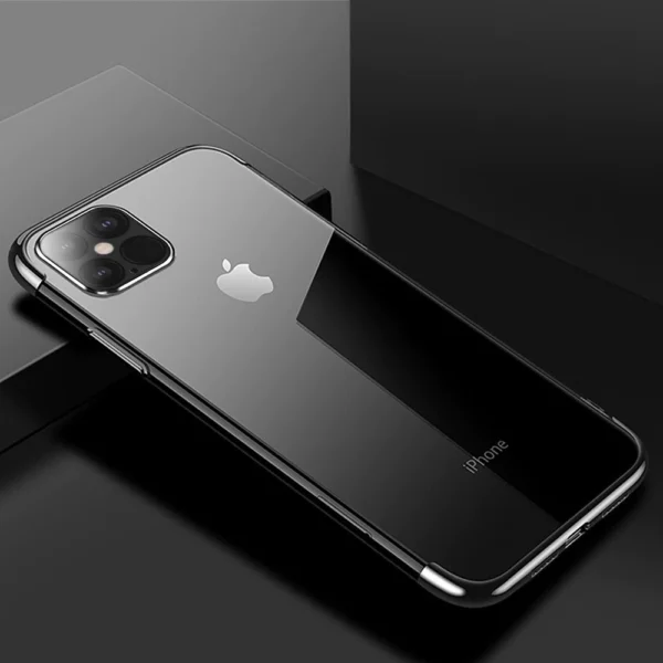 Clear Color Case Gel TPU Electroplating frame Cover for iPhone 12 Pro Max blackeng