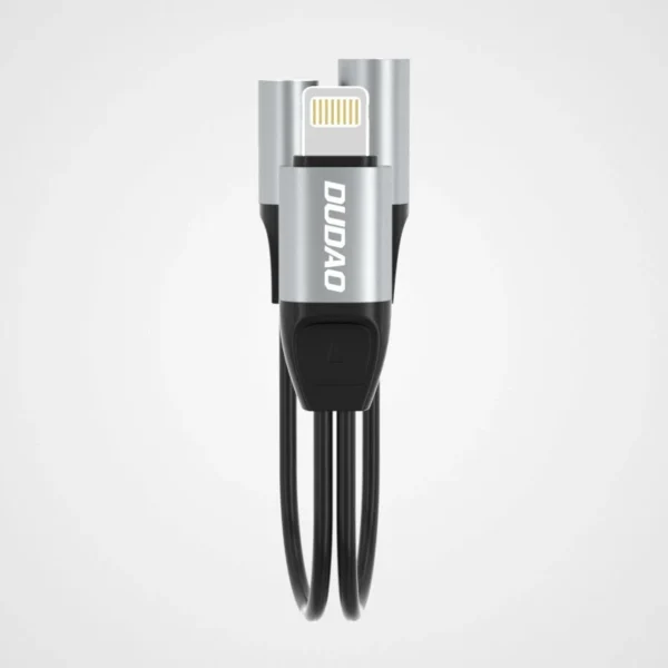 Dudao Headphone Adapter Lightning to Lightning Adapter + 3.5mm Mini Jack for Music and Charging Gray (L17i + Gray)eng