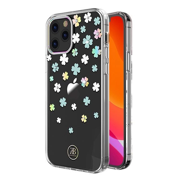 Kingxbar Lucky Series case decorated with original Swarovski crystals iPhone 12 mini transparent (Clover)eng