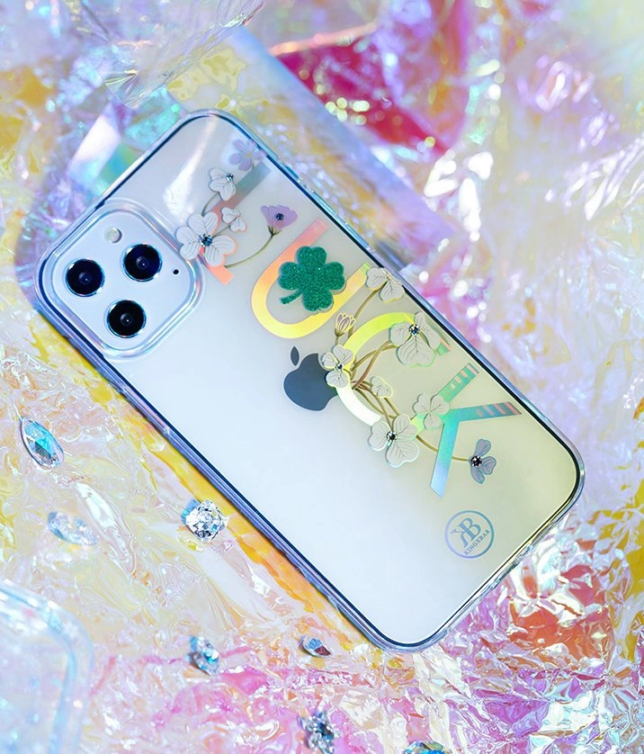 Kingxbar Lucky Series case decorated with original Swarovski crystals iPhone 12 mini transparent (Clover)eng