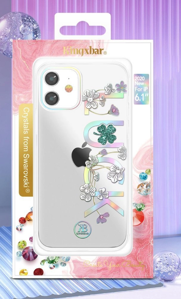 Kingxbar Lucky Series case decorated with original Swarovski crystals iPhone 12 mini transparent (Luck)eng