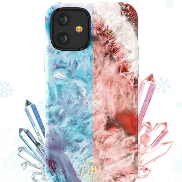 Kingxbar Agate Series case decorated printed Agate iPhone 12 mini redeng