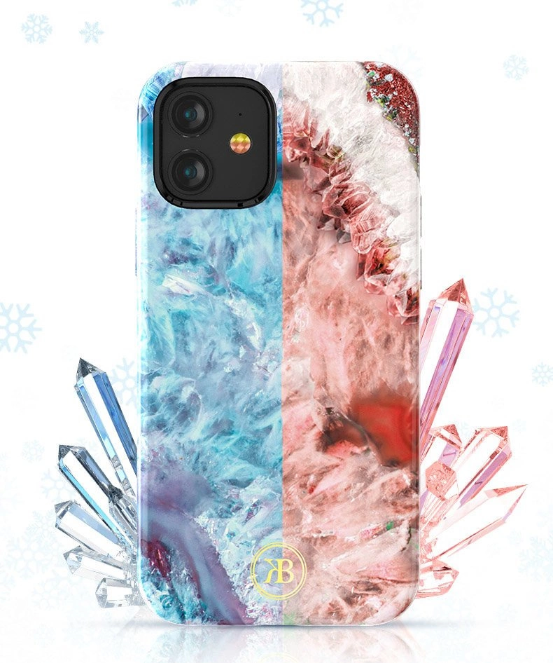 Kingxbar Agate Series case decorated printed Agate iPhone 12 mini redeng