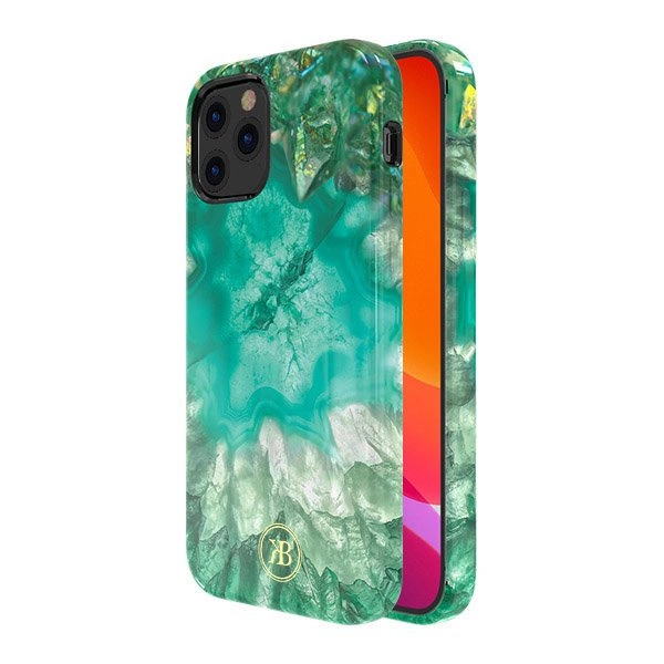 Kingxbar Agate Series case decorated printed Agate iPhone 12 mini greeneng