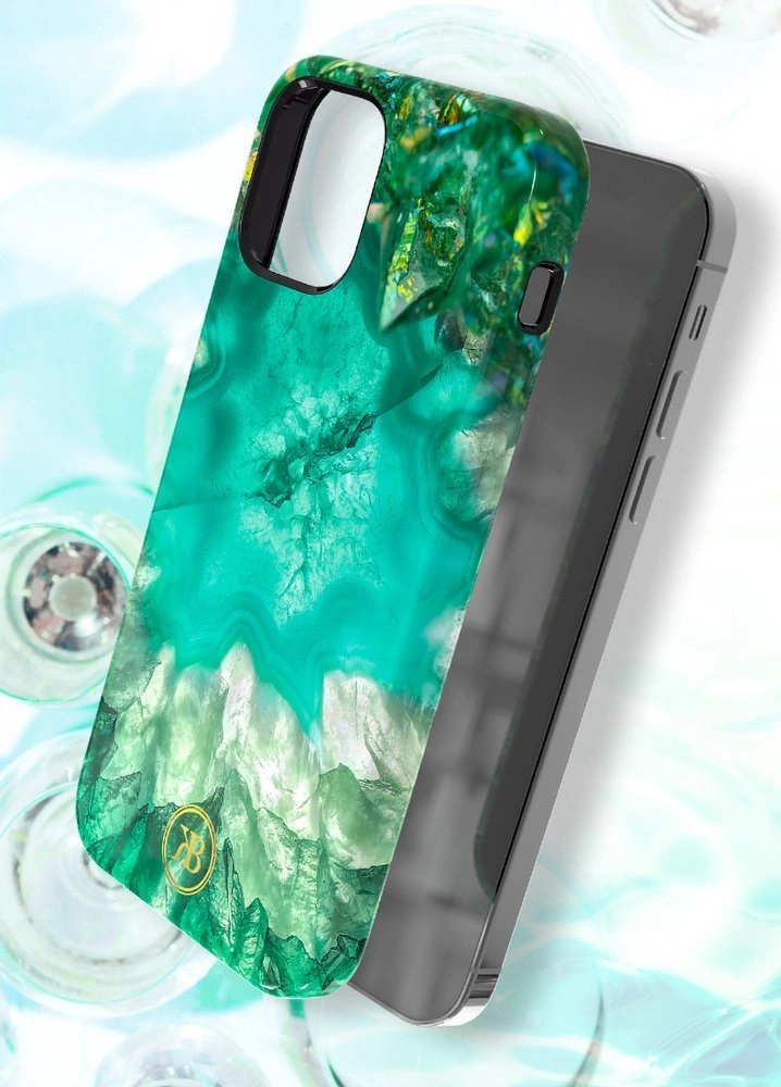 Kingxbar Agate Series case decorated printed Agate iPhone 12 mini greeneng