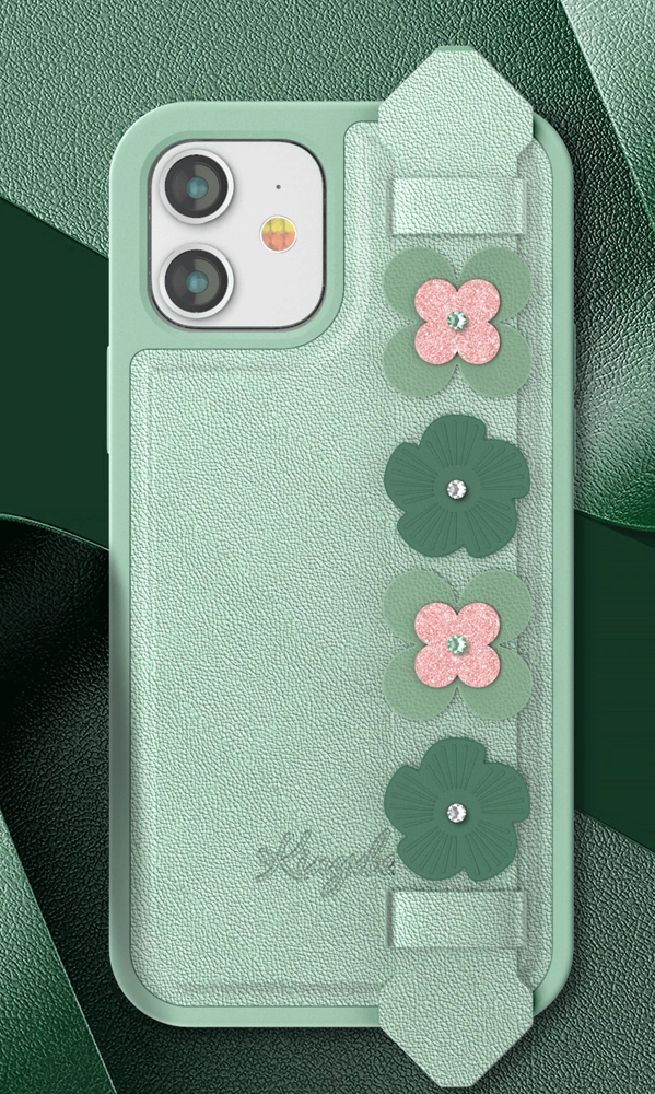 Kingxbar Sweet Series case decorated with original Swarovski crystals iPhone 12 Pro / iPhone 12 greeneng