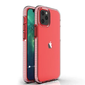 Spring Case clear TPU gel protective cover with colorful frame for iPhone 12 mini light pinkeng