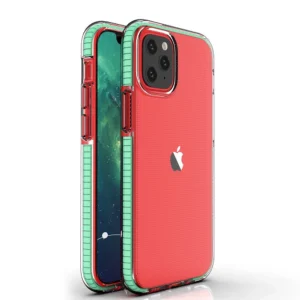 Spring Case clear TPU gel protective cover with colorful frame for iPhone 12 mini minteng