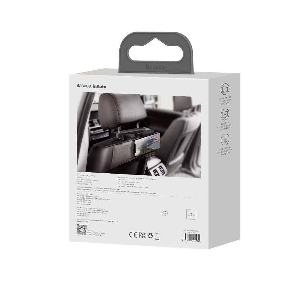Baseus car headrest phone holder with built-in 15 W Qi wireless charger black (WXHZ-01)eng