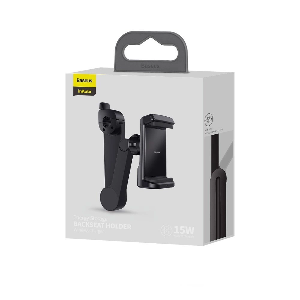 Baseus car headrest phone holder with built-in 15 W Qi wireless charger black (WXHZ-01)eng