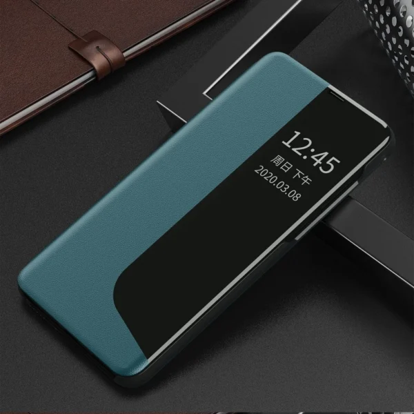 Eco Leather View Case elegant bookcase type case with kickstand for Huawei P40 Pro greeneng