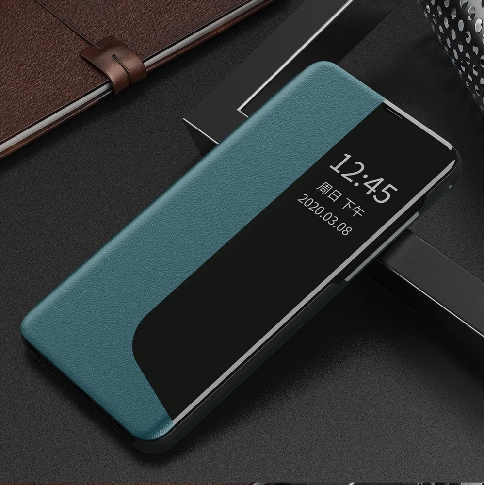 Eco Leather View Case elegant bookcase type case with kickstand for Huawei P40 Pro greeneng