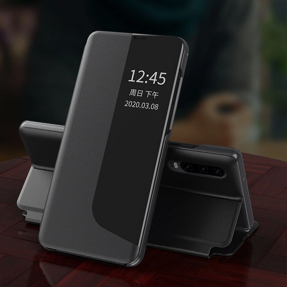 Eco Leather View Case elegant bookcase type case with kickstand for Huawei P40 Pro greeneng