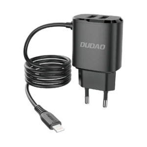 Dudao charger 2x USB with built-in 12W Lightning cable black (A2ProL black)eng