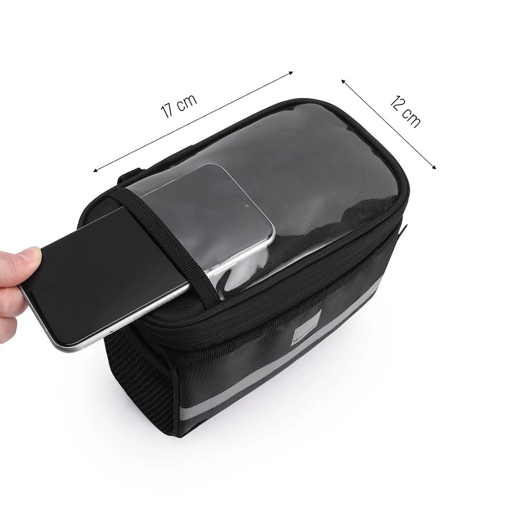 Wozinsky bike handlebar bag with phone case 2l black (WBB12BK)eng