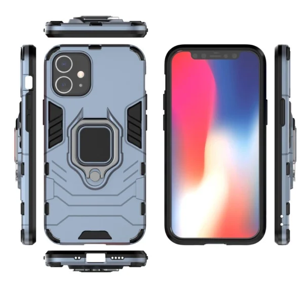 Ring Armor Case Kickstand Tough Rugged Cover for iPhone 12 mini blueeng