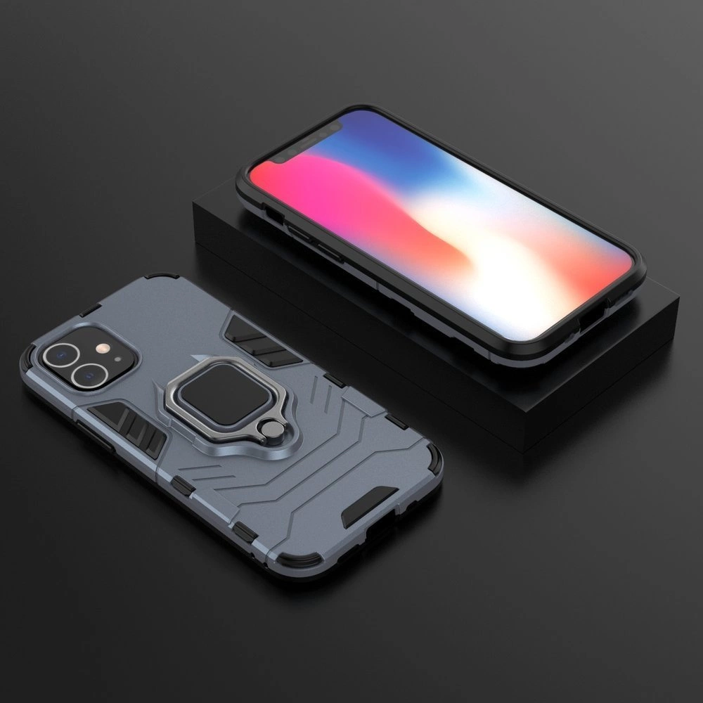 Ring Armor Case Kickstand Tough Rugged Cover for iPhone 12 mini blueeng