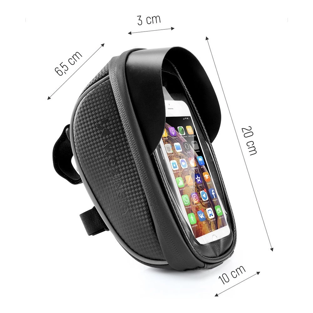 Wozinsky bike handlebar bag with phone case 1l black (WBB16BK)eng
