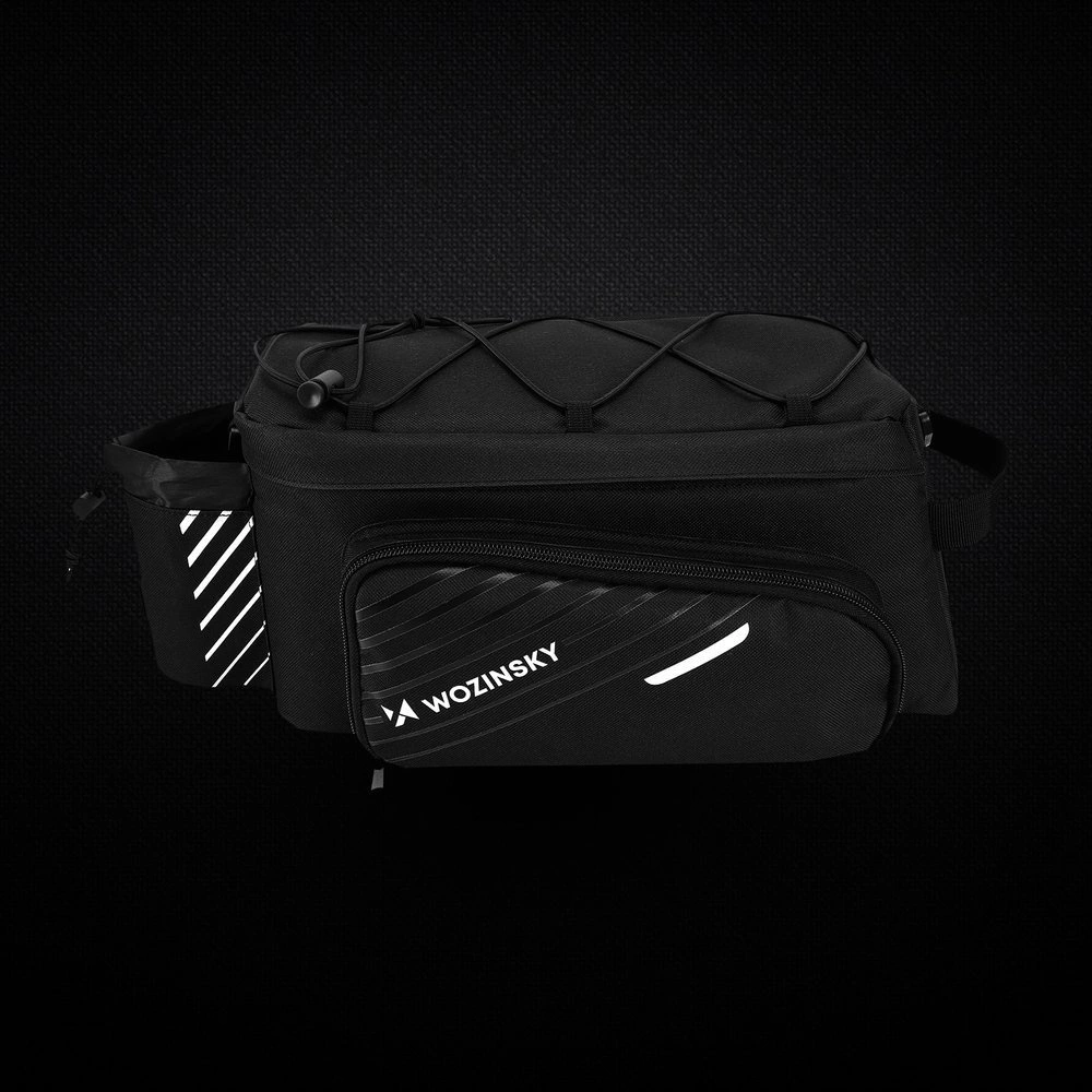 Wozinsky bike carrier bag with 9l shoulder strap (rain cover included) black (WBB22BK)eng