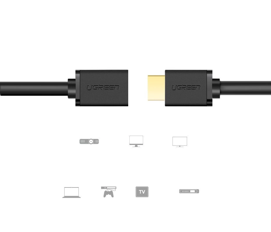 Ugreen HD107 10140 HDMI (Male) - HDMI (Female) 4K Cable 0.5 m - Blackeng