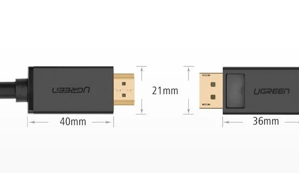 Ugreen unidirectional DisplayPort to HDMI Cable 4K 30Hz 32 AWG 1.5m Black (DP101 10239)eng