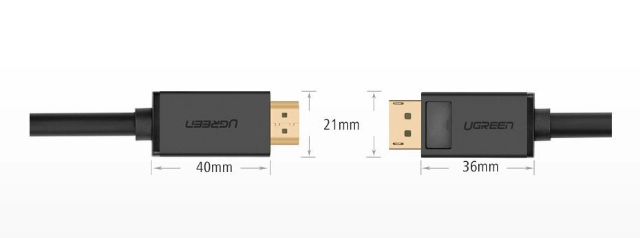 Ugreen unidirectional DisplayPort to HDMI Cable 4K 30Hz 32 AWG 1.5m Black (DP101 10239)eng