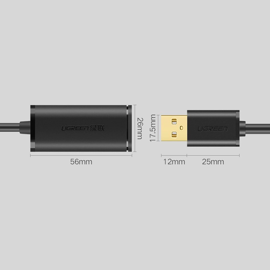 Ugreen Active Extension Cable USB 2.0 480 Mbps 10 m Black (US121 10321)eng