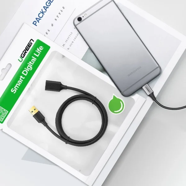Ugreen cable cord extension adapter USB 3.0 (female) - USB 3.0 (male) 2 m black (US129 10373)eng
