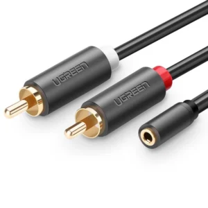 Ugreen AV102 10561 audio mini jack cable 3.5mm (female) - 2RCA (male) 0.25m - grayeng