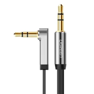 Ugreen flat angled cable AUX audio cable 3.5 mm mini jack 0.5 m black (AV119 10596)eng