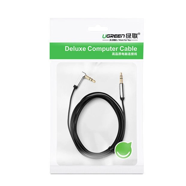 Ugreen flat angled cable AUX audio cable 3.5 mm mini jack 0.5 m black (AV119 10596)eng
