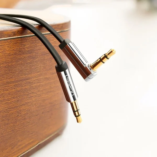 Ugreen flat angled cable AUX audio cable 3.5 mm mini jack 0.5 m black (AV119 10596)eng