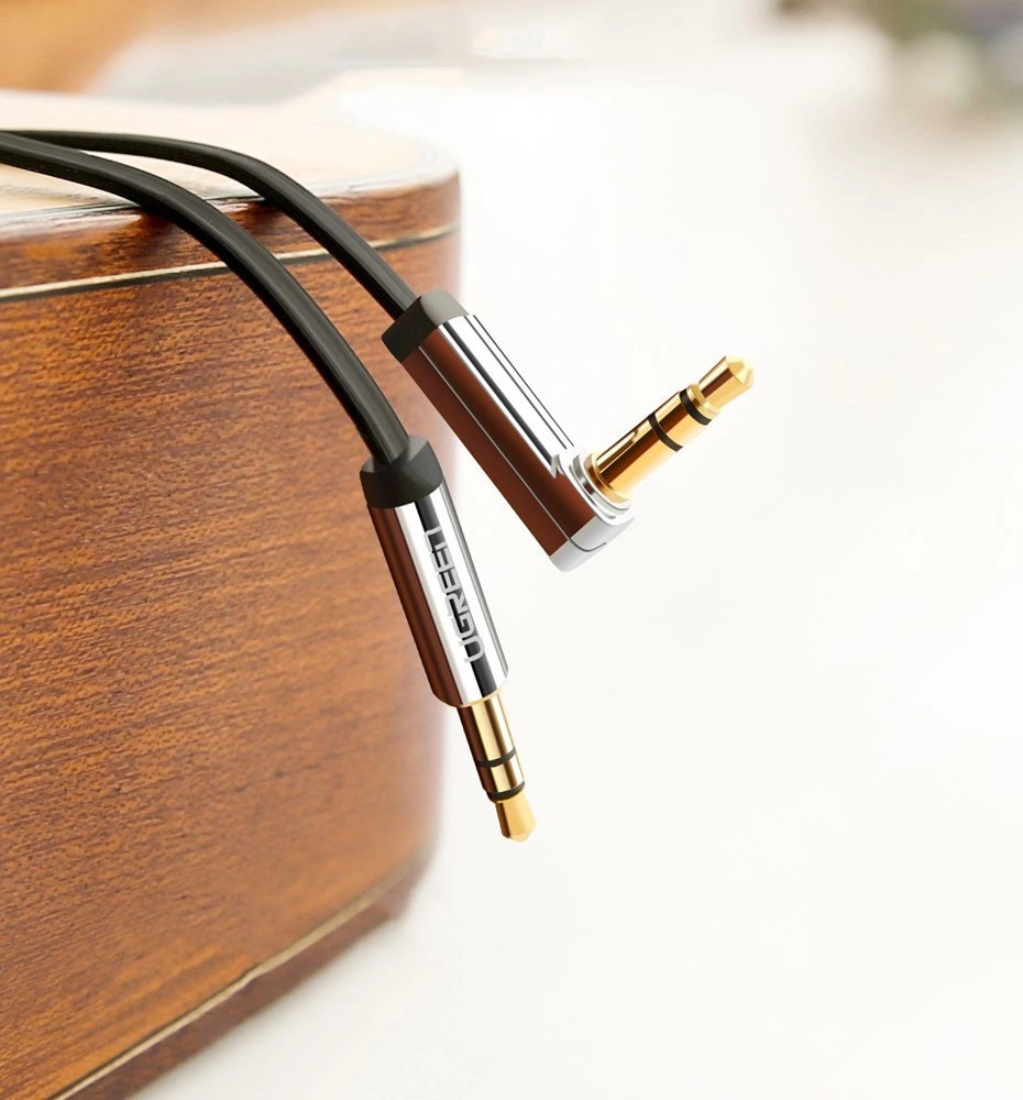 Ugreen flat angled cable AUX audio cable 3.5 mm mini jack 0.5 m black (AV119 10596)eng