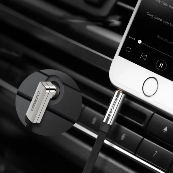 Ugreen flat angled cable AUX audio cable 3.5 mm mini jack 0.5 m black (AV119 10596)eng