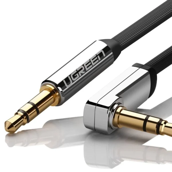 Ugreen flat angled cable AUX audio cable 3.5 mm mini jack 0.5 m black (AV119 10596)eng