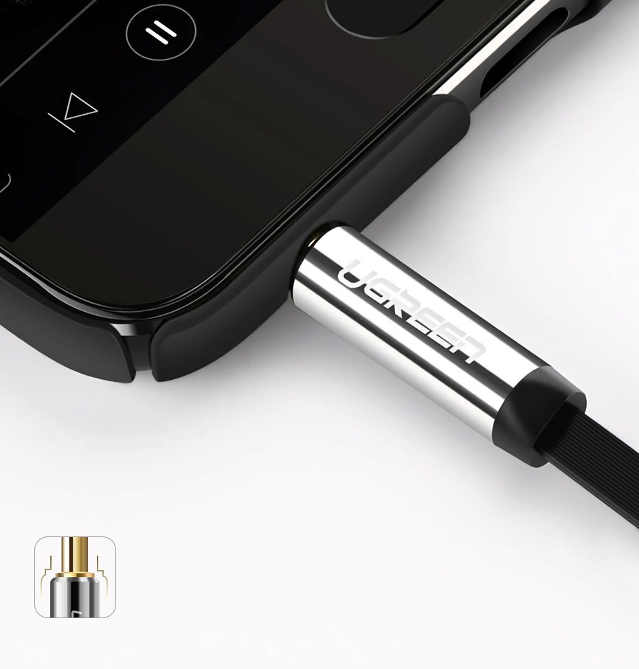 Ugreen flat angled cable AUX audio cable 3.5 mm mini jack 0.5 m black (AV119 10596)eng
