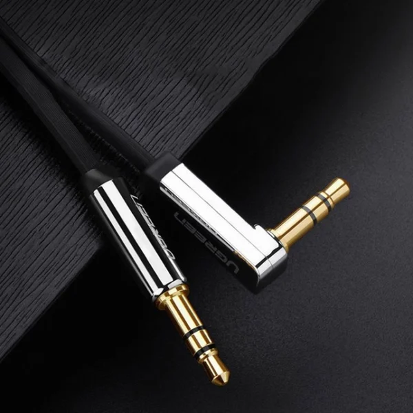 Ugreen flat angled cable AUX audio cable 3.5 mm mini jack 0.5 m black (AV119 10596)eng
