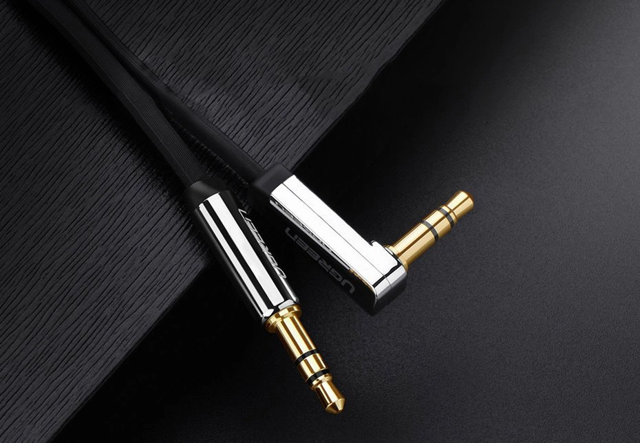 Ugreen flat angled cable AUX audio cable 3.5 mm mini jack 0.5 m black (AV119 10596)eng