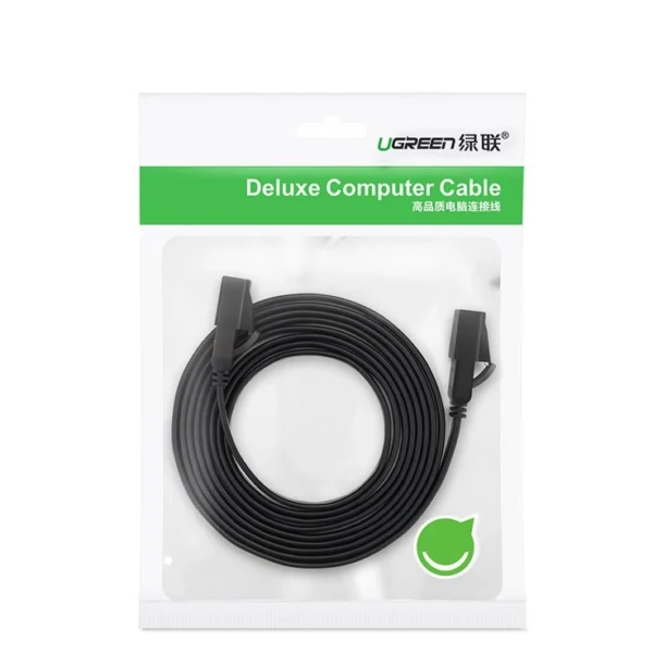 Ugreen Flat Cable Internet Network Cable Ethernet Patchcord RJ45 Cat 7 STP LAN 10 Gbps 3m Black (NW106 11262)eng