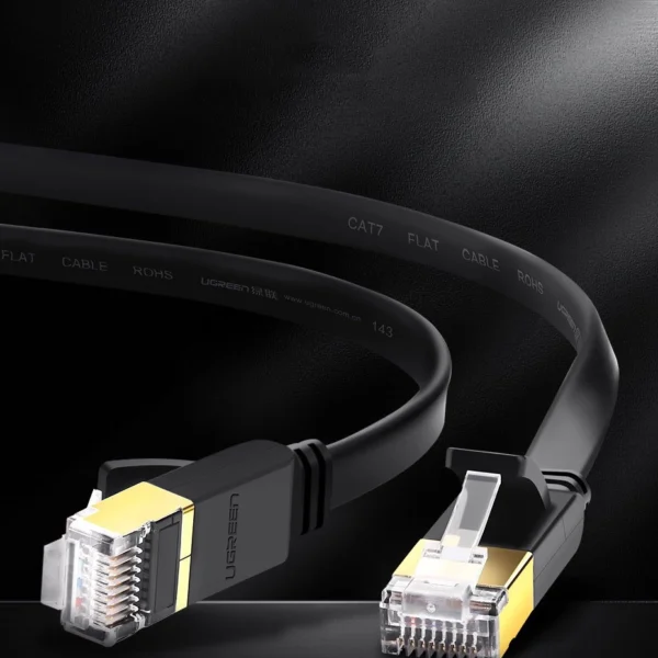 Ugreen Flat Cable Internet Network Cable Ethernet Patchcord RJ45 Cat 7 STP LAN 10 Gbps 3m Black (NW106 11262)eng