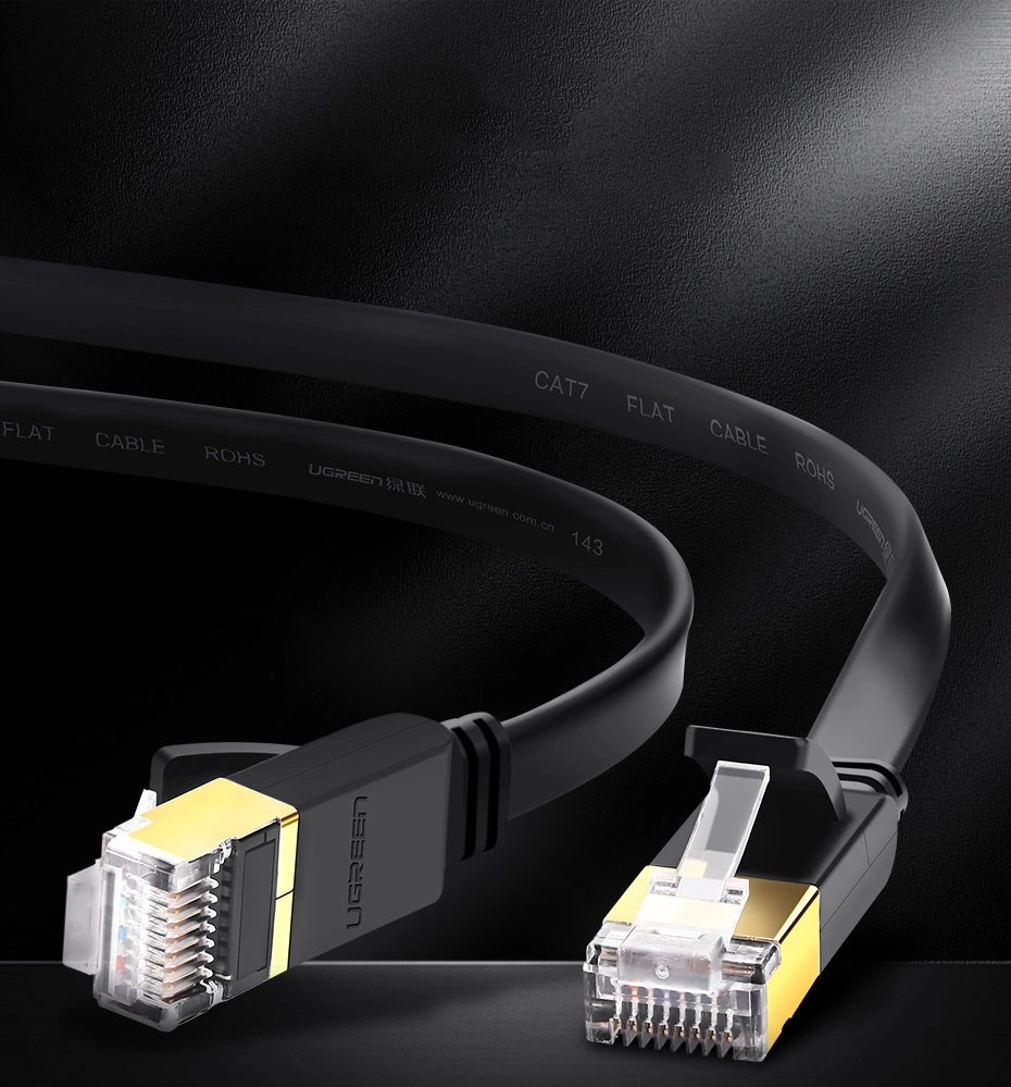 Ugreen Flat Cable Internet Network Cable Ethernet Patchcord RJ45 Cat 7 STP LAN 10 Gbps 3m Black (NW106 11262)eng