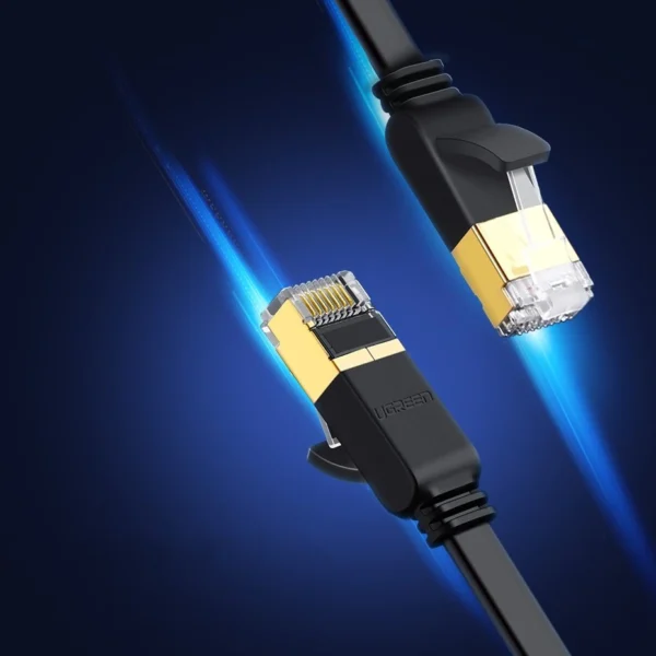 Ugreen Flat Cable Internet Network Cable Ethernet Patchcord RJ45 Cat 7 STP LAN 10 Gbps 3m Black (NW106 11262)eng