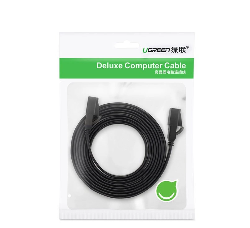 Ugreen Flat Cable Internet Network Cable Ethernet Patchcord RJ45 Cat 7 STP LAN 10 Gbps 10m Black (NW106 11265)eng