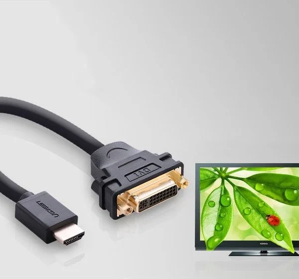Ugreen cable cable adapter adapter DVI 24 + 5 pin (female) - HDMI (male) 22 cm black (20136)eng