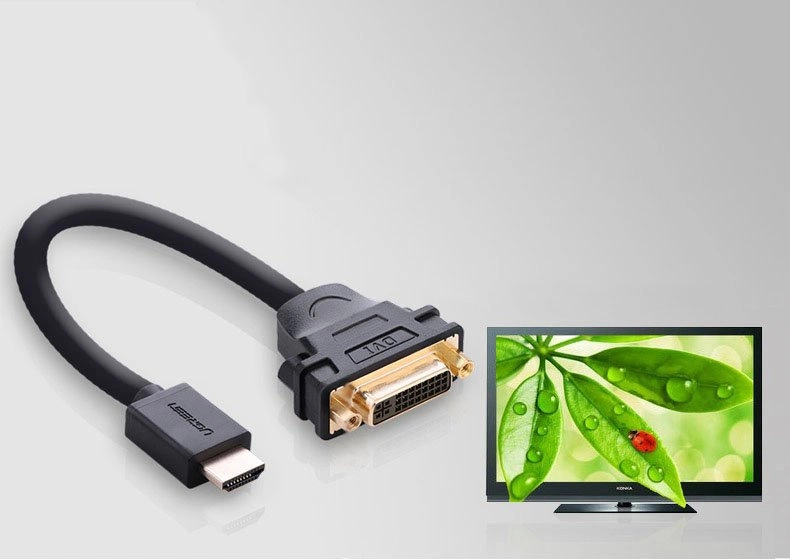 Ugreen cable cable adapter adapter DVI 24 + 5 pin (female) - HDMI (male) 22 cm black (20136)eng