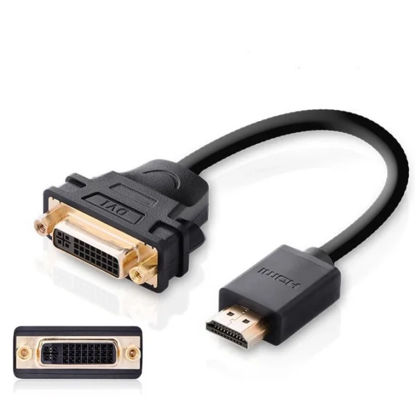 Ugreen cable cable adapter adapter DVI 24 + 5 pin (female) - HDMI (male) 22 cm black (20136)eng