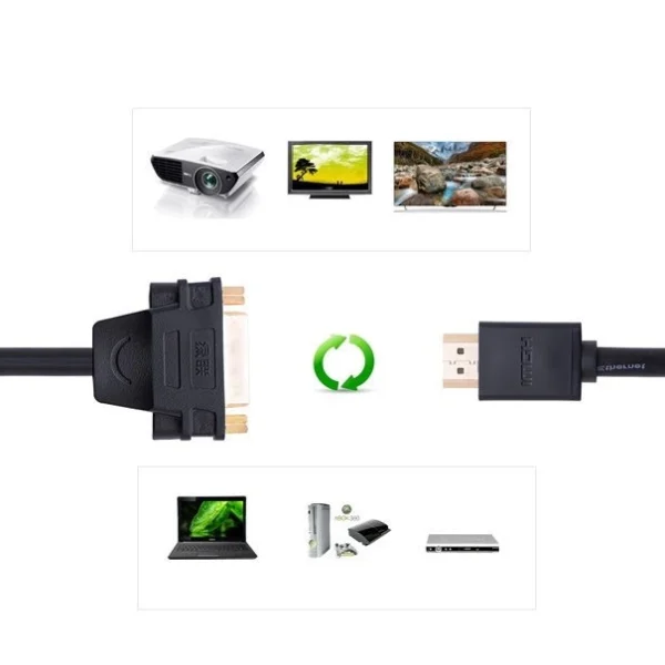 Ugreen cable cable adapter adapter DVI 24 + 5 pin (female) - HDMI (male) 22 cm black (20136)eng